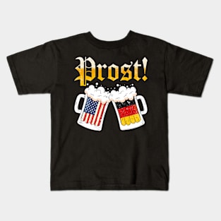 Prost German American Flag Oktoberfest Men Beer Gift For Men Women Kids T-Shirt